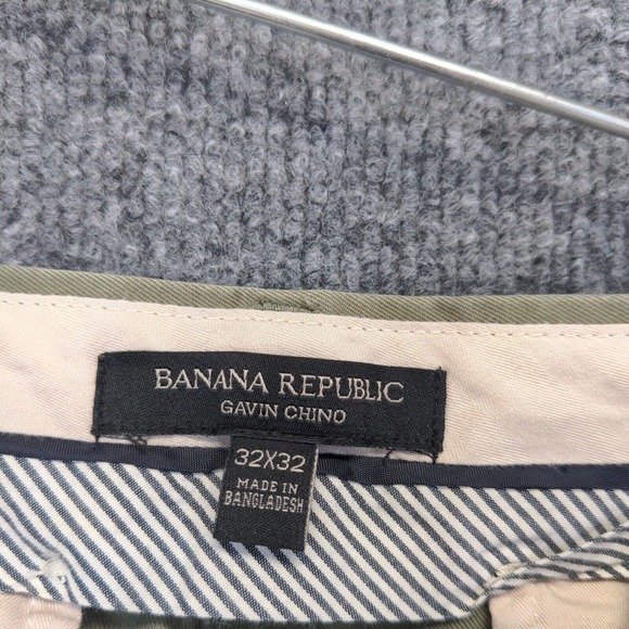Banana Republic Men's Gavin Chino Pants Green 32x32 Flat Front Regular Straight - Picture 9 of 12